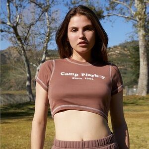 PLAYBOY Women's Tan Crop Top